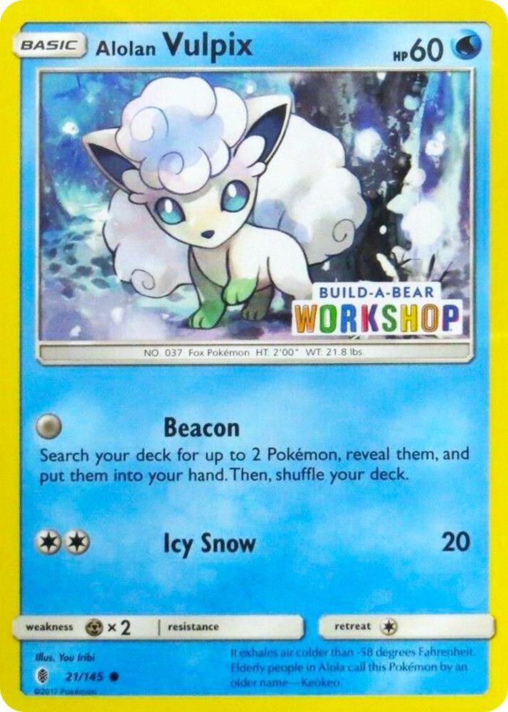 Alolan Vulpix 21 145 Build A Bear Workshop Exclusive 021/145 card