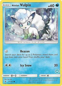 Alolan Vulpix 29 21/145 card