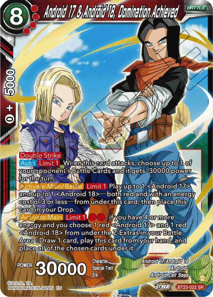 Android 17 and Android 18 Domination Achieved SPR BT23-022