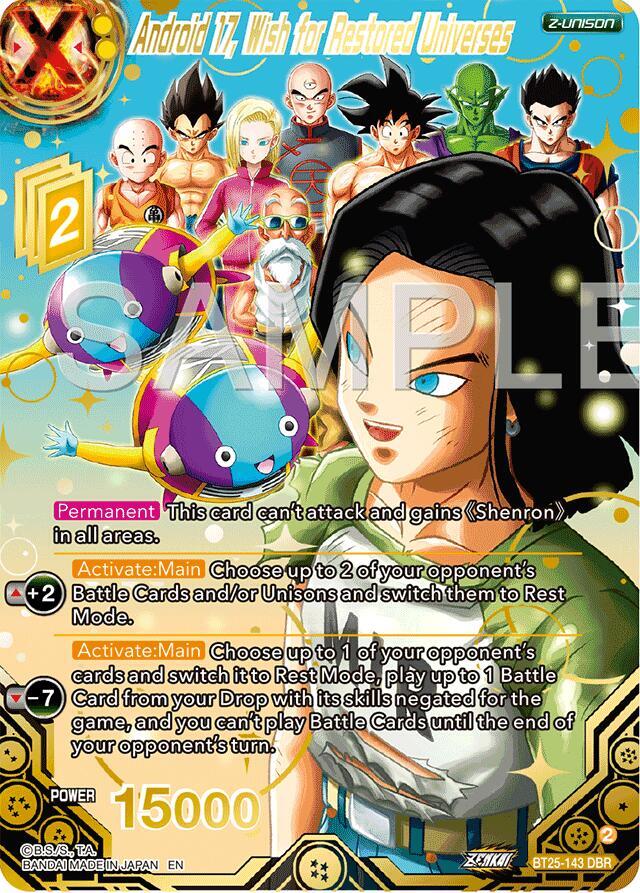 Android 17 Wish for Restored Universes DBR BT25-143 carta