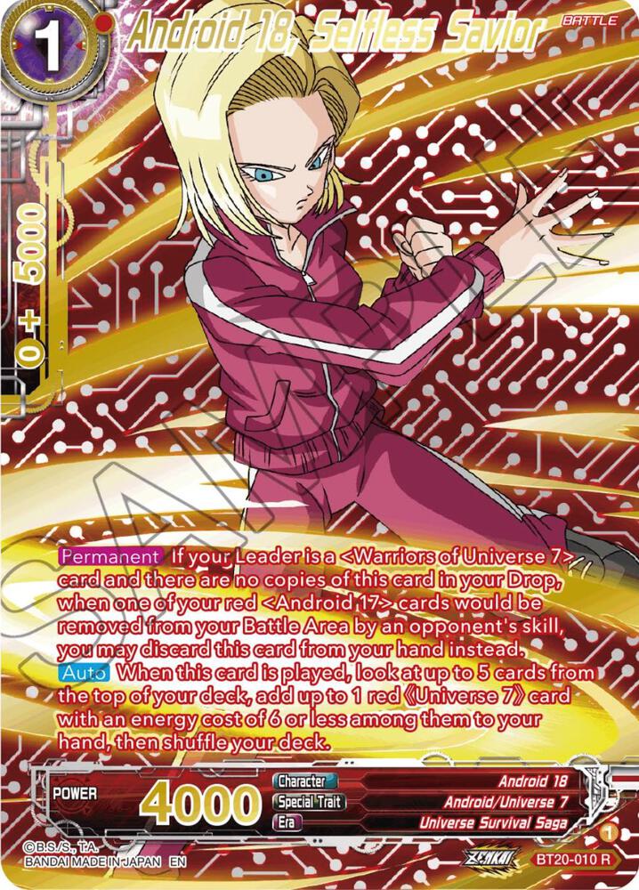 Android 18 Selfless Savior Gold Stamped BT20-010