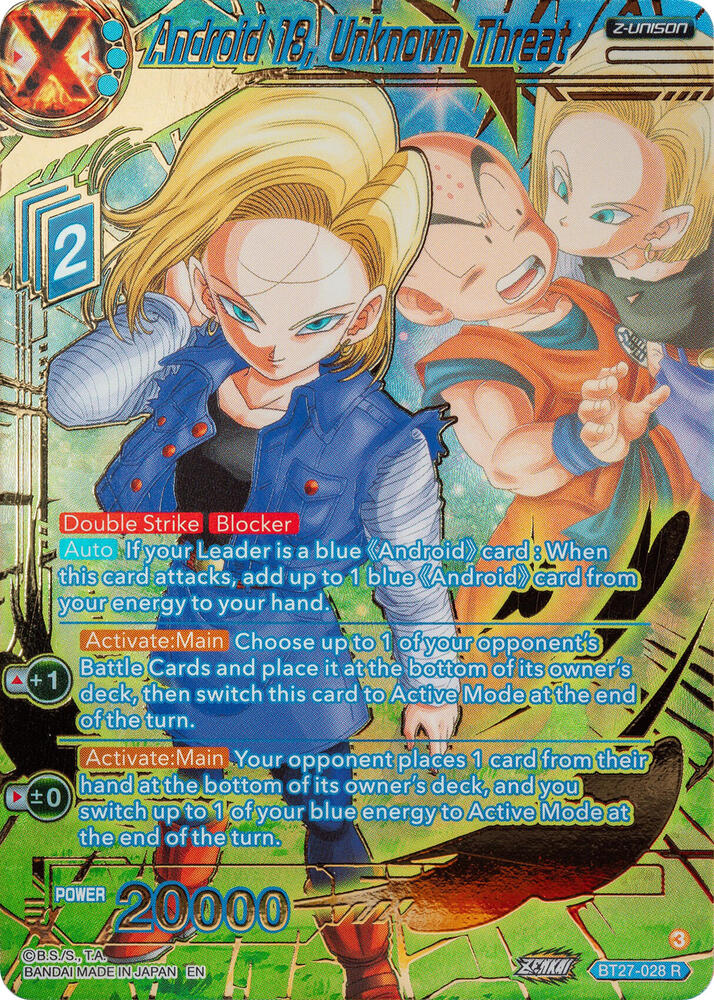 Android 18 Unknown Threat Gold Stamped BT27-028 carta