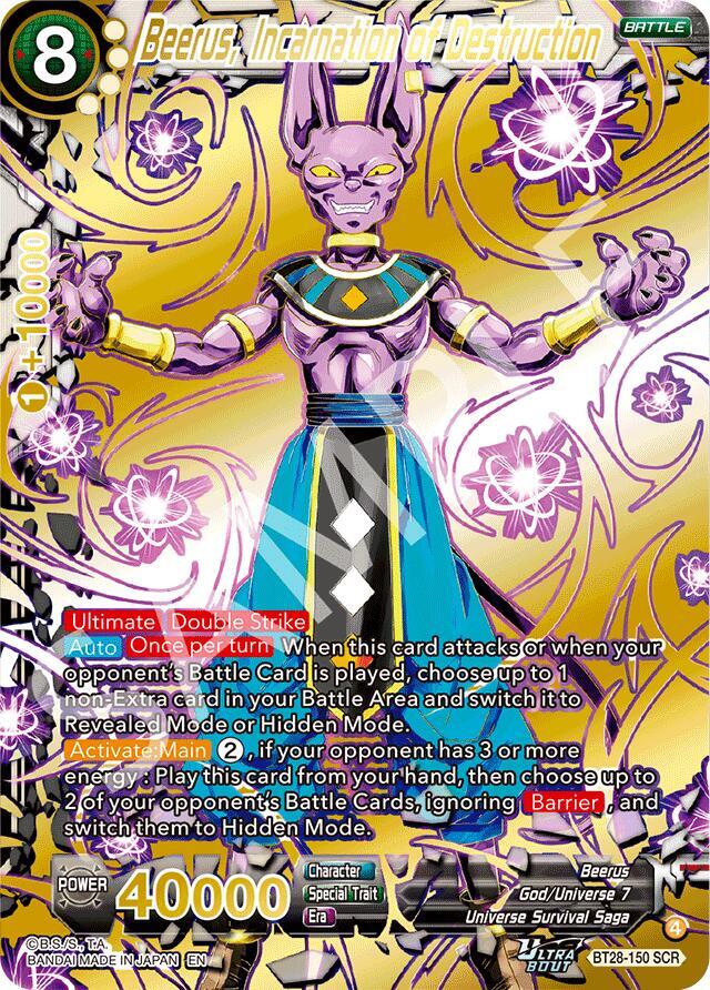 Beerus Incarnation of Destruction BT28-150 card