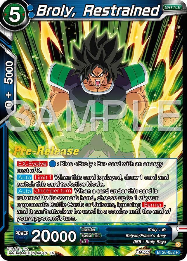 Broly Restrained BT26-052 card