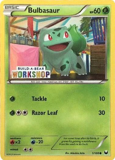 Bulbasaur 1 108 Build A Bear Workshop Exclusive 001/108 card