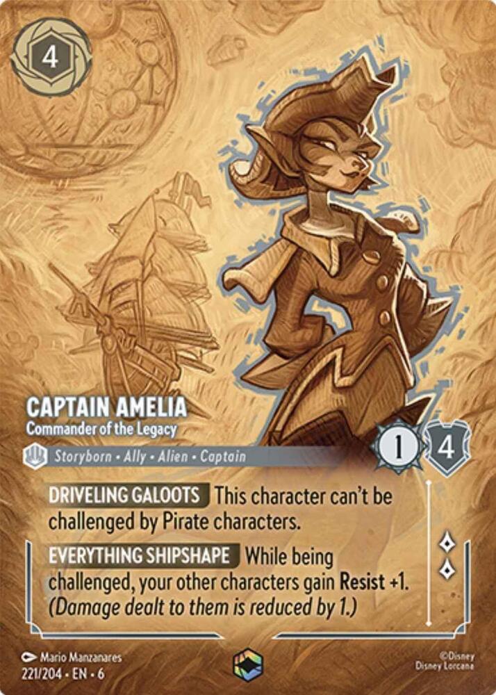 Captain Amelia Commander of the Legacy Enchanted 221/204 carta