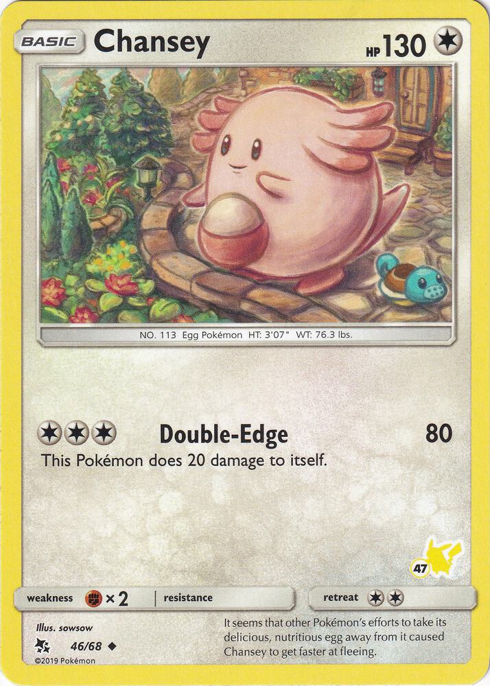 Chansey 46 68 47 Pikachu Stamped 046/068