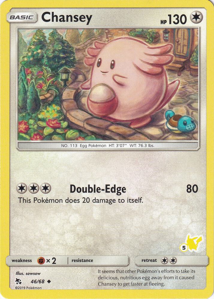 Chansey 46 68 5 Pikachu Stamped 046/068
