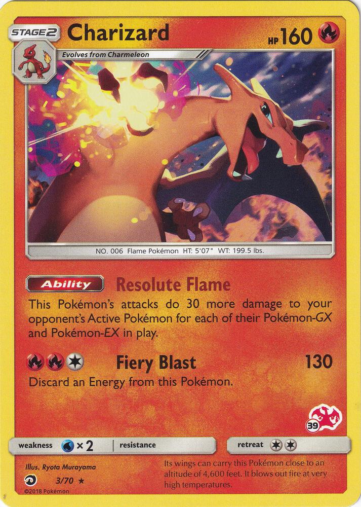 Charizard 3 70 39 Charizard Stamped 003/070 card