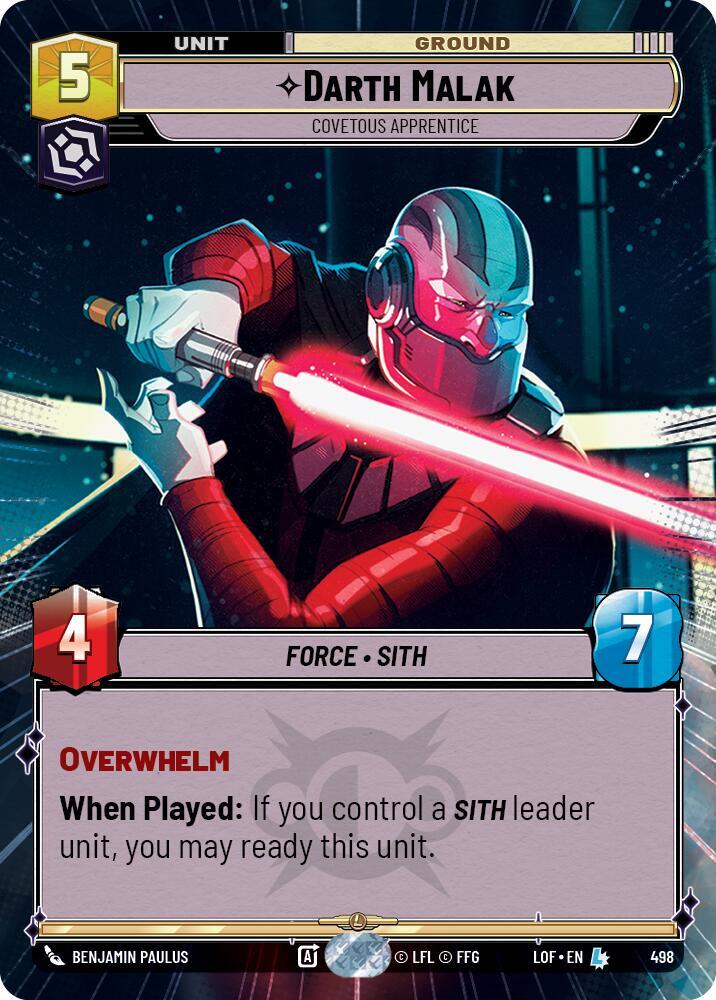 Darth Malak Covetous Apprentice Hyperspace 498 card