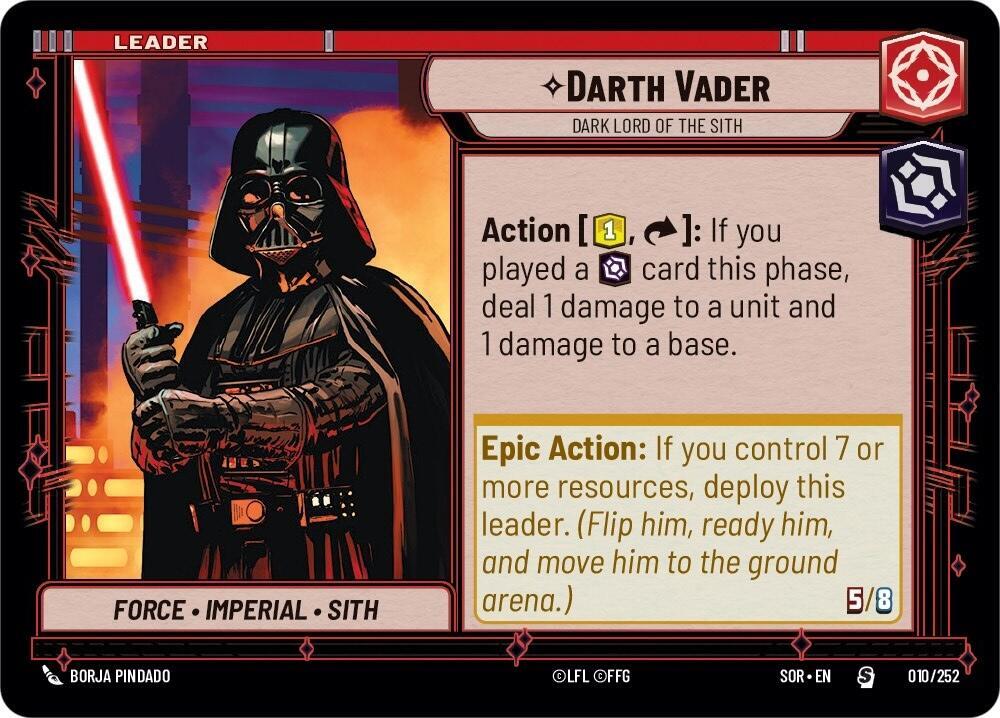 Darth Vader Dark Lord of the Sith 010/252 card