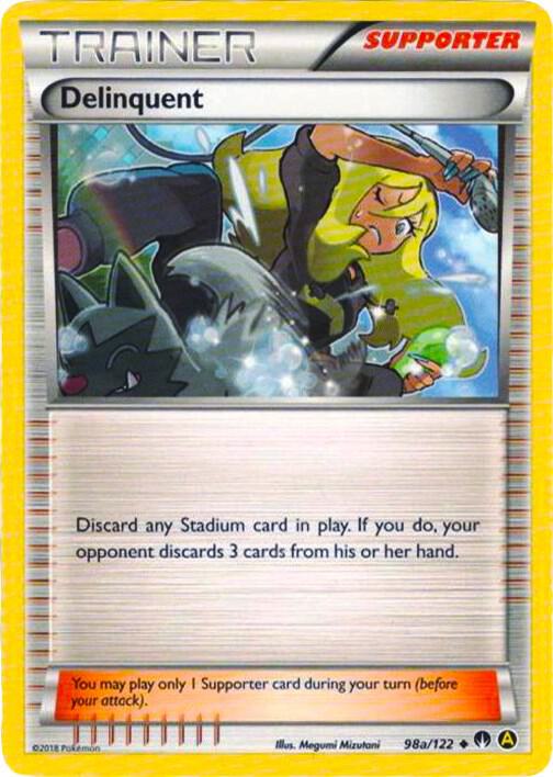 Delinquent 98a 122 098a/122 card
