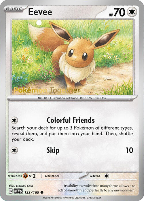 Eevee 133 165 Pokemon Together card