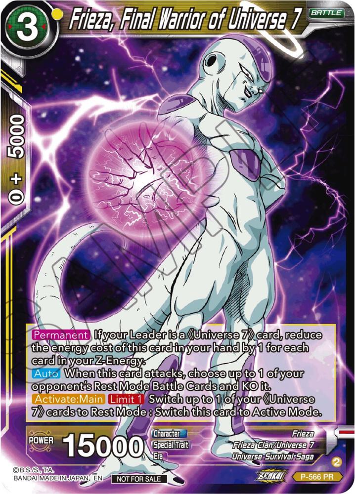 Frieza Final Warrior of Universe 7 Zenkai Series Tournament Pack Vol6 P-566 card