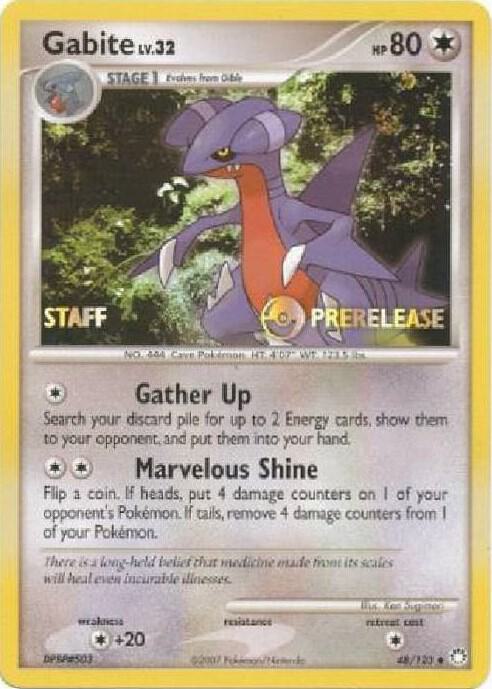 Gabite 48 123 Prerelease Staff card