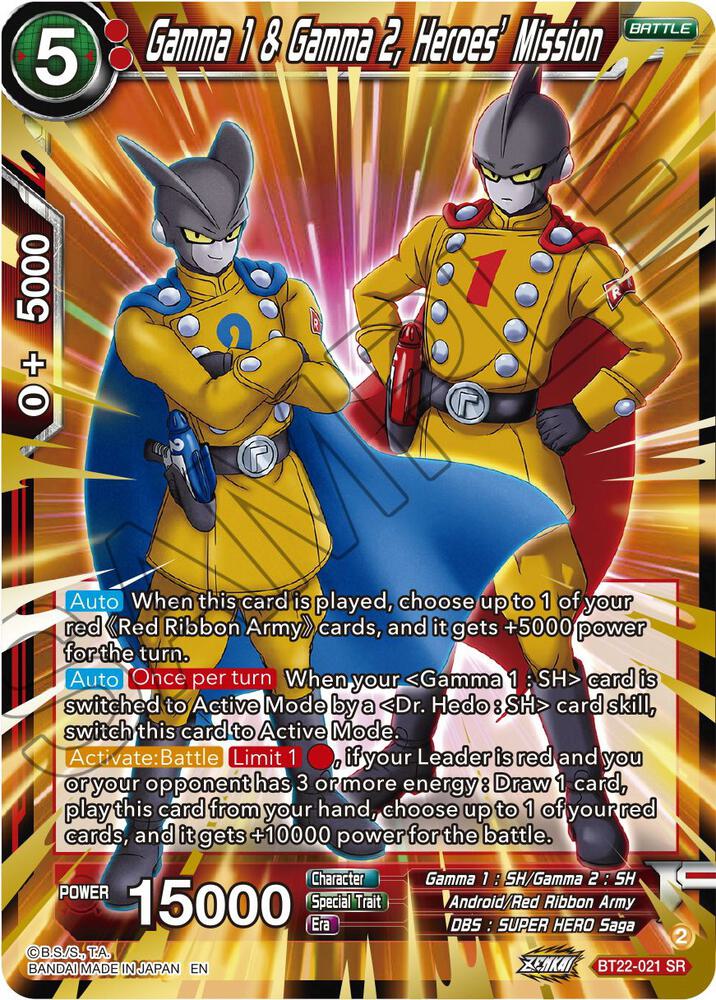 Gamma 1 and Gamma 2 Heroes Mission SPR BT22-021
