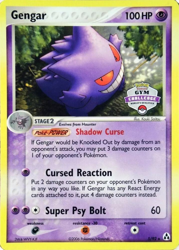 Gengar 5 92 Gym Challenge 005/092 card