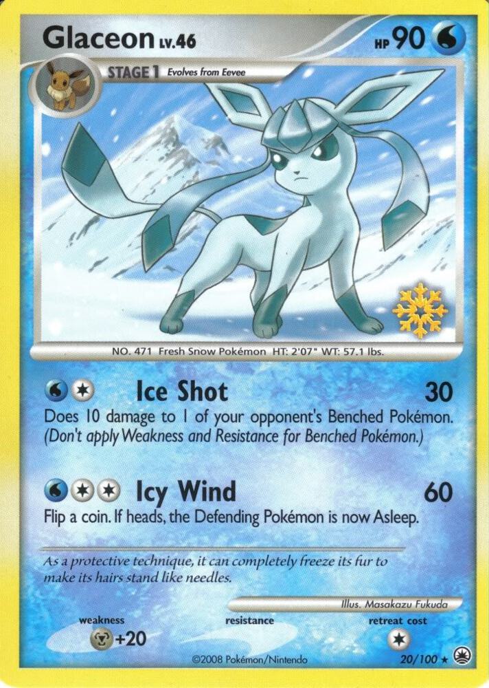 Glaceon 20 100 020/100 card