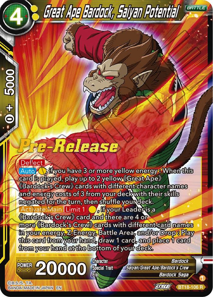 Great Ape Bardock Saiyan Potential BT18-106