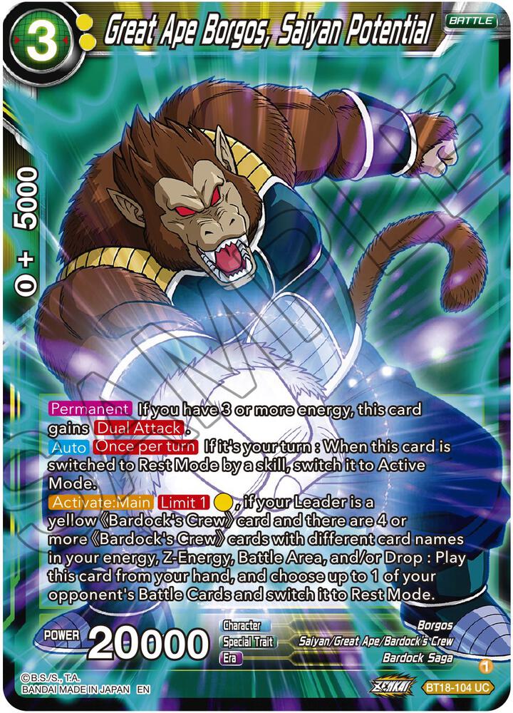 Great Ape Borgos Saiyan Potential BT18-104