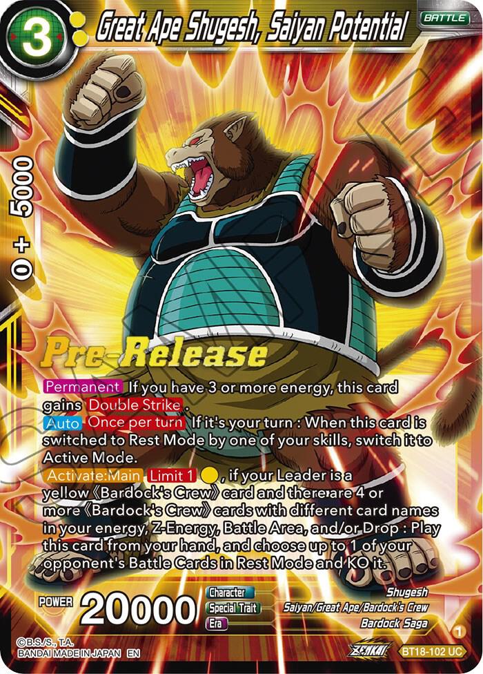 Great Ape Shugesh Saiyan Potential BT18-102