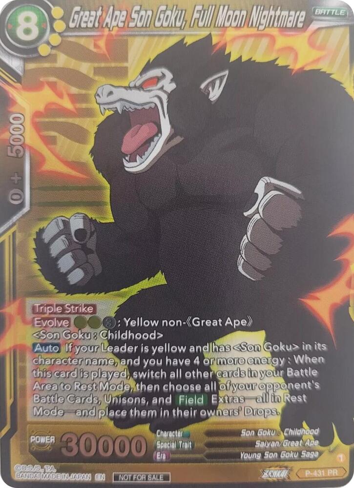 Great Ape Son Goku Full Moon Nightmare Championship Pack 2022 Vol3 P-431 carta