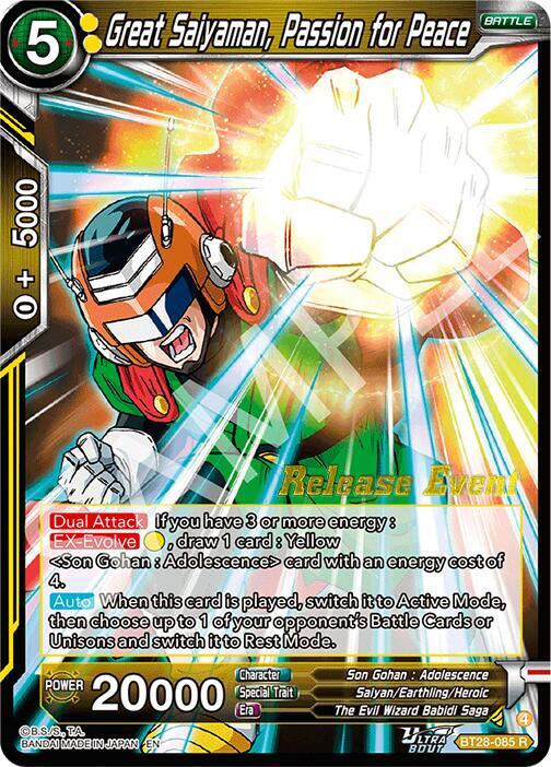 Great Saiyaman Passion for Peace BT28-085 card