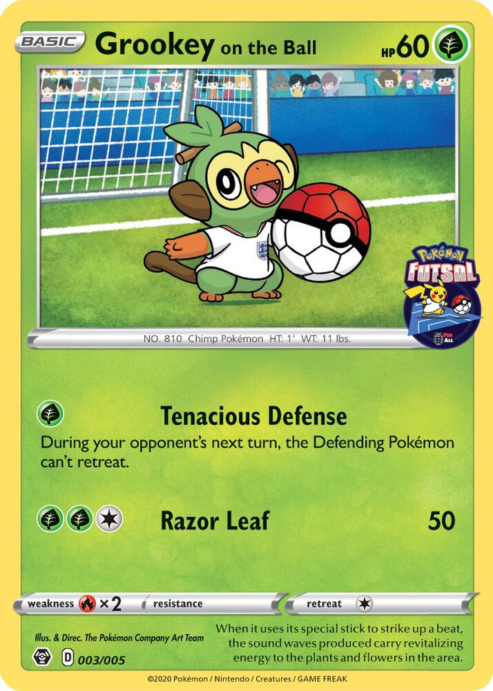 Grookey on the Ball 003 005 Pokemon Futsal card