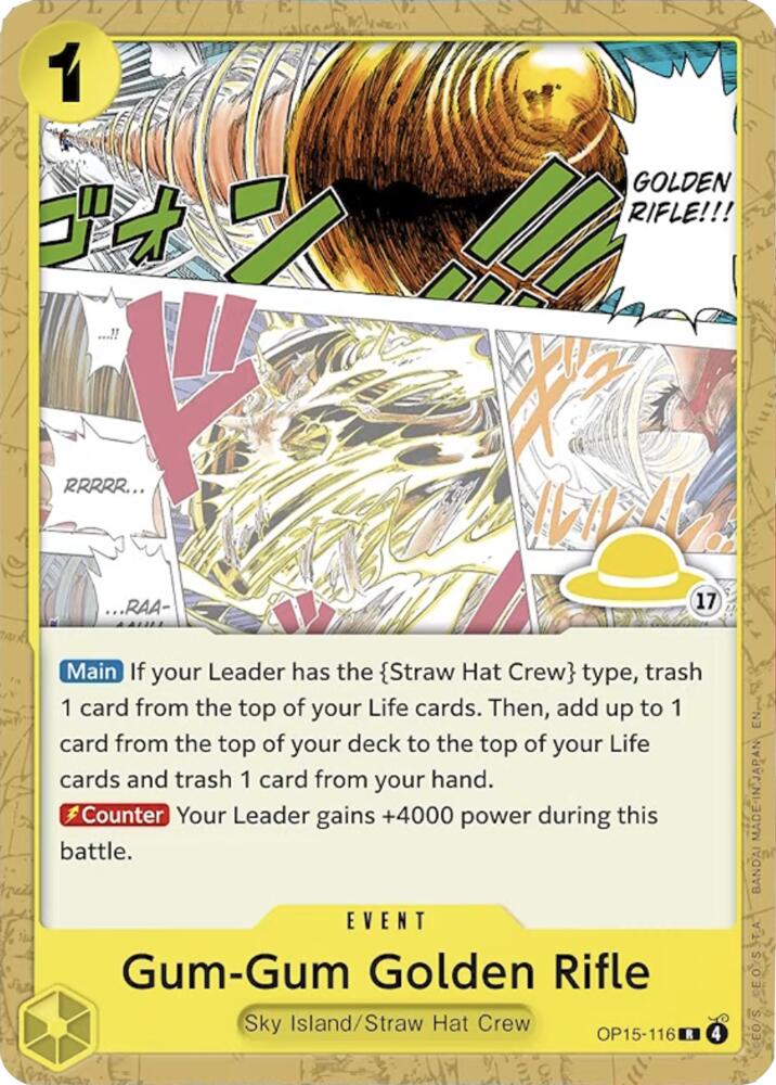 Gum Golden Rifle Luffy Deck OP15-116 carta