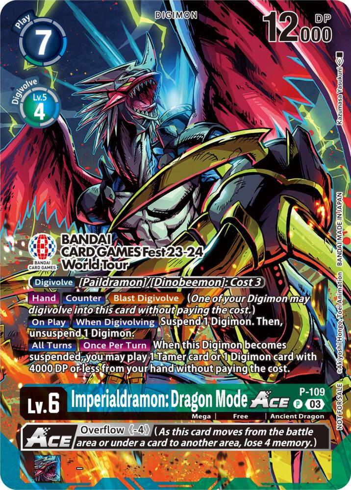 Imperialdramon Dragon Mode ACE P 109 BANDAI Card Games Fest 23 24 World Tour P-109 P carta