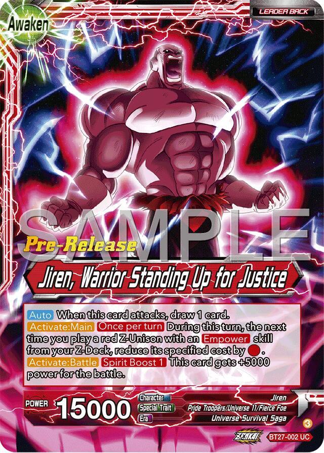 Jiren Warrior Standing Up for Justice BT27-002 carta