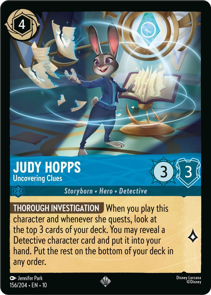 Judy Hopps Uncovering Clues 156/204 card