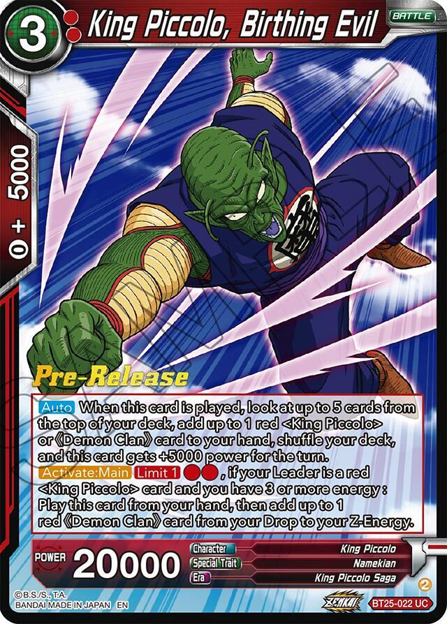 King Piccolo Birthing Evil BT25-022 carta
