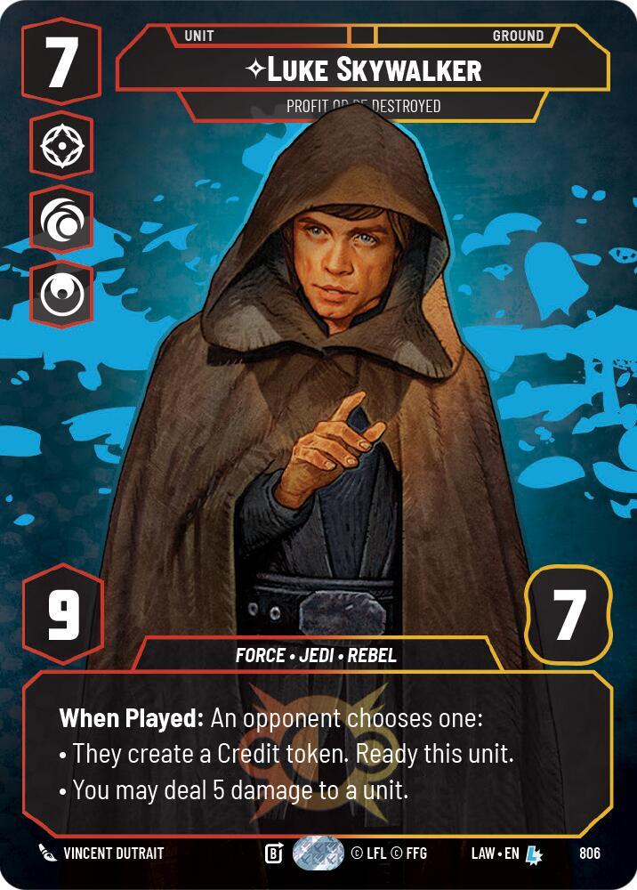 Luke Skywalker Profit or Be Destroyed Prestige 806 card