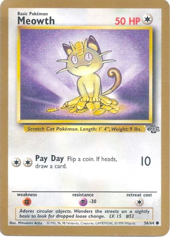 Meowth 56 64 Gold Bordered Promo card