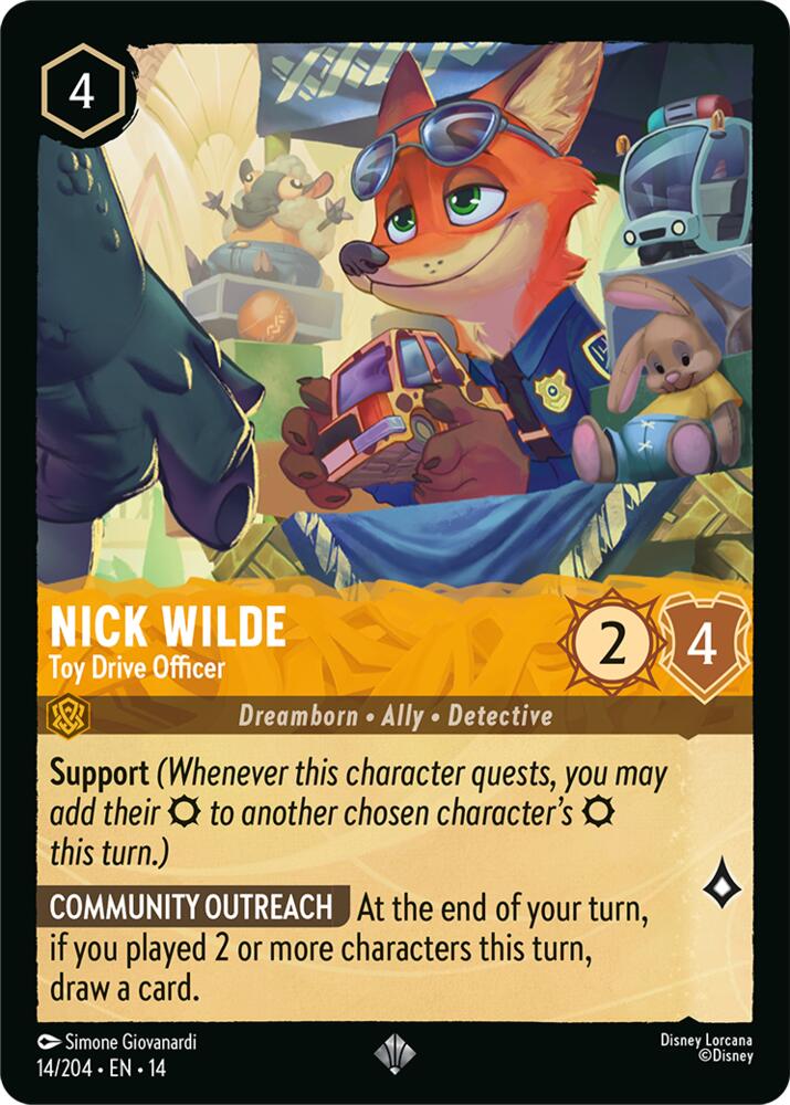 Nick Wilde Toy Drive Officer 14/204 carta
