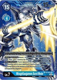 MirageGaogamon: Burst Mode (Alternate Art with Blue Background) BT13-033 SR