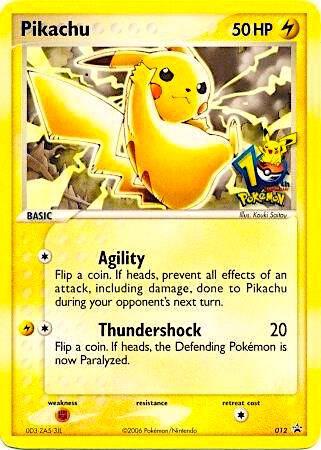 Pikachu 012 10th Anniversary card