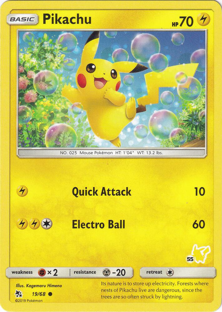 Pikachu 19 68 55 Pikachu Stamped 019/068 card
