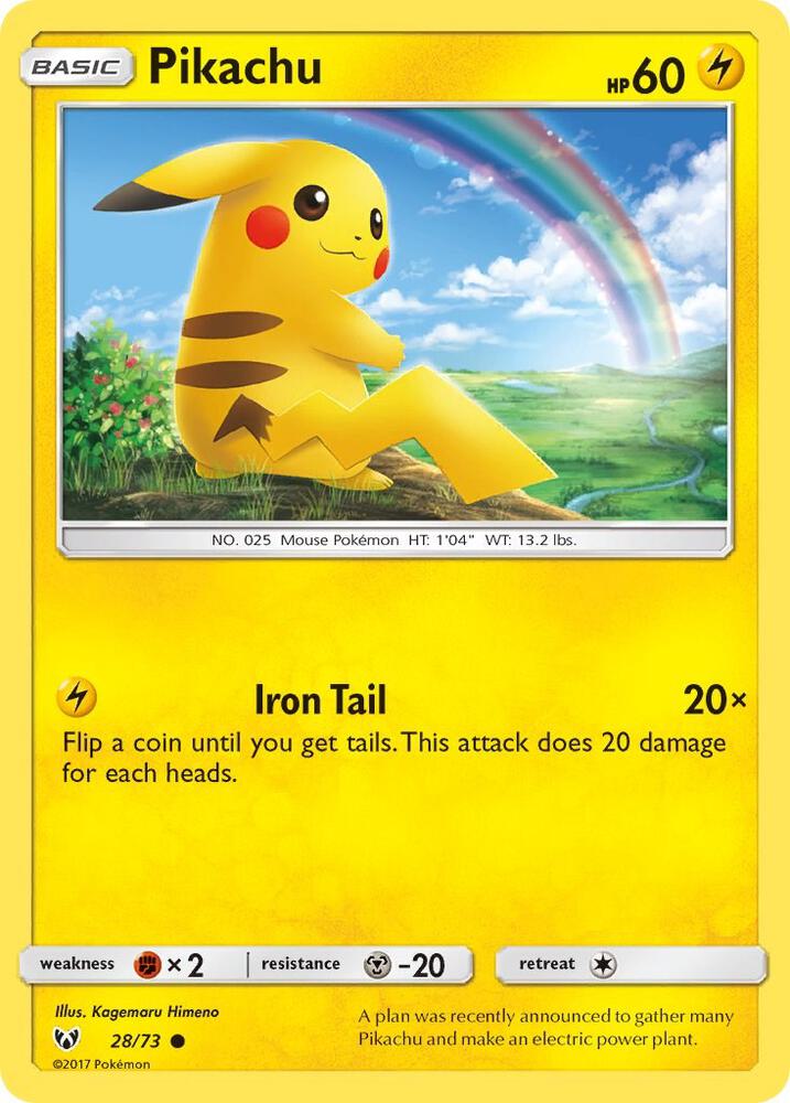 Pikachu 28/73 card
