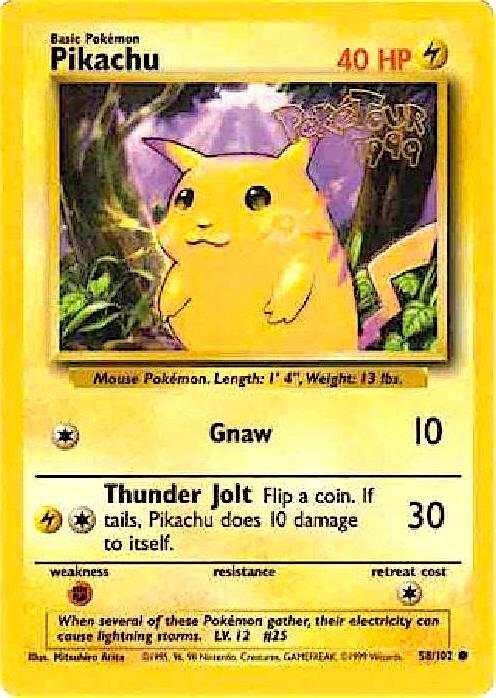 Pikachu 58 102 PokeTour 1999 058/102 card