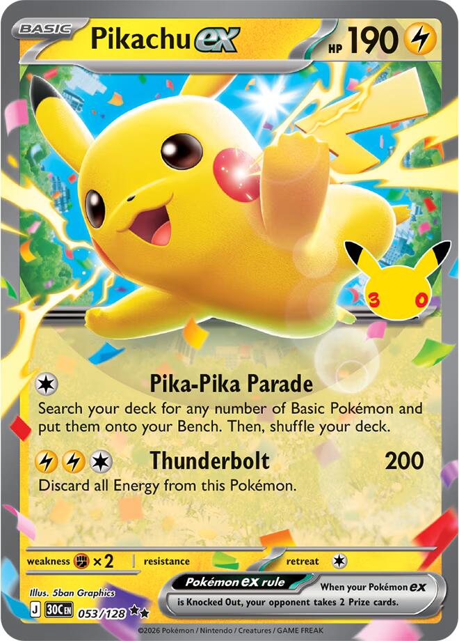 Pikachu ex 053/128 card
