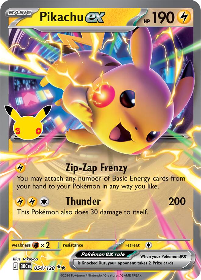 Pikachu ex 054/128 card
