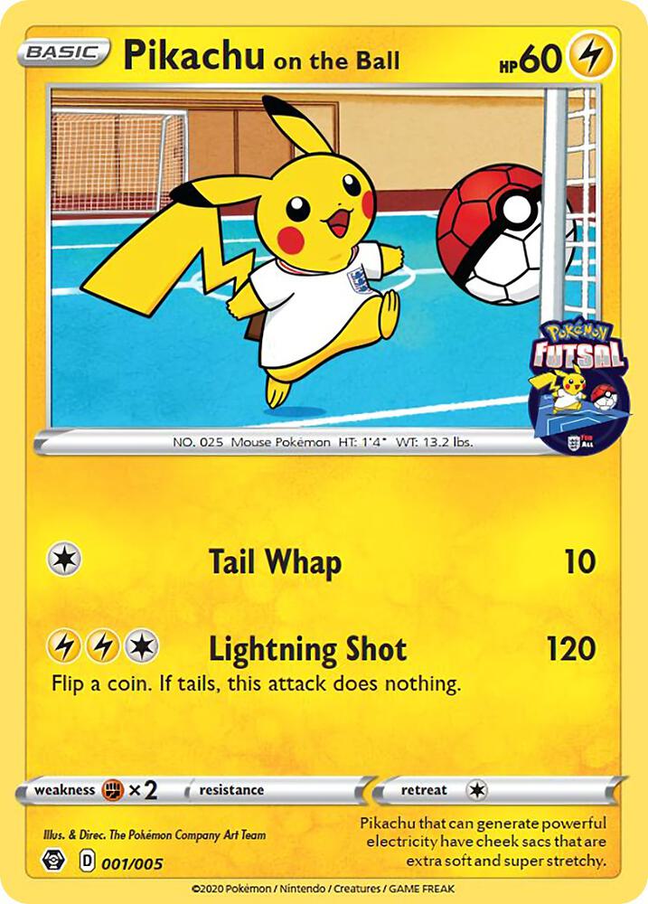 Pikachu on the Ball 001 005 Pokemon Futsal card