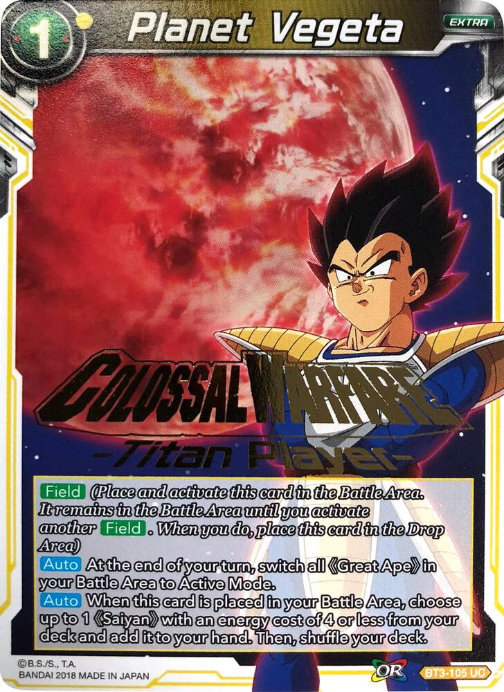 Planet Vegeta Titan Player Stamped BT3-105 card