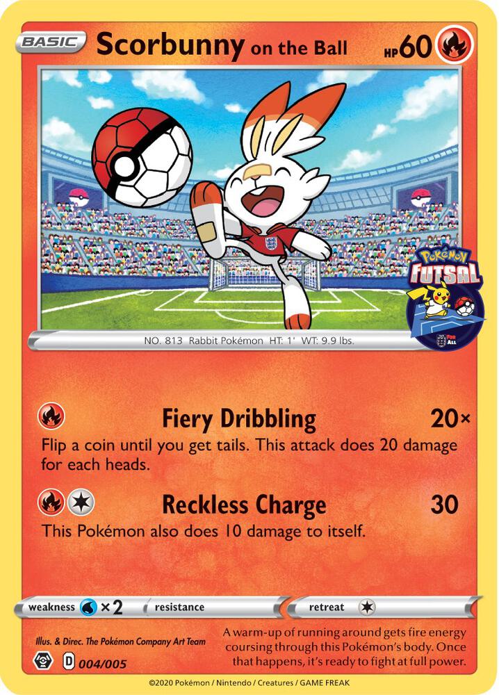 Scorbunny on the Ball 004 005 Pokemon Futsal card