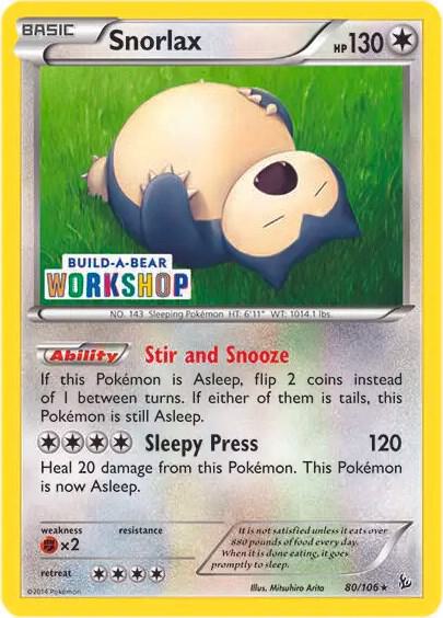 Snorlax 80 106 Build a Bear Workshop Exclusive 080/106 card