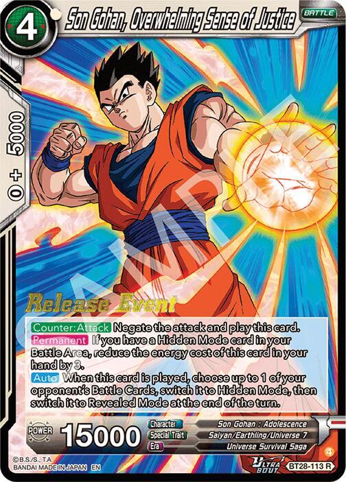 Son Gohan Overwhelming Sense of Justice BT28-113 card