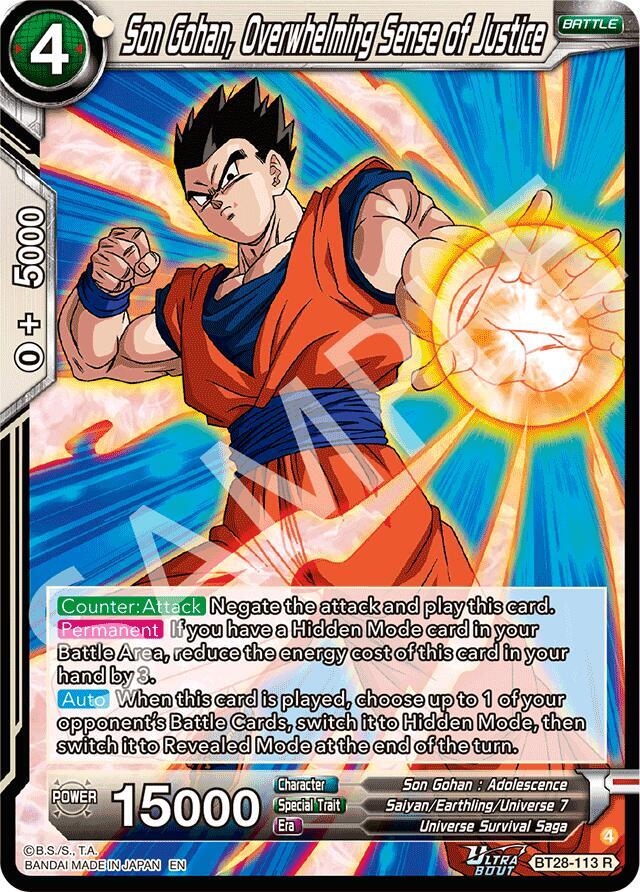 Son Gohan Overwhelming Sense of Justice BT28-113 card
