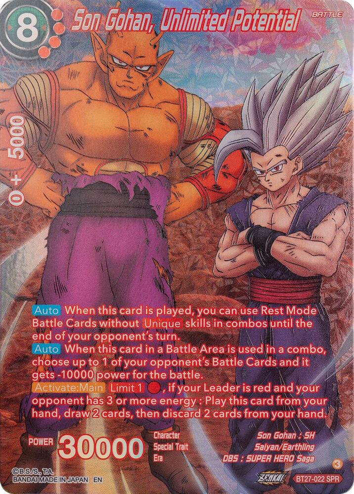 Son Gohan Unlimited Potential SPR BT27-022 carta